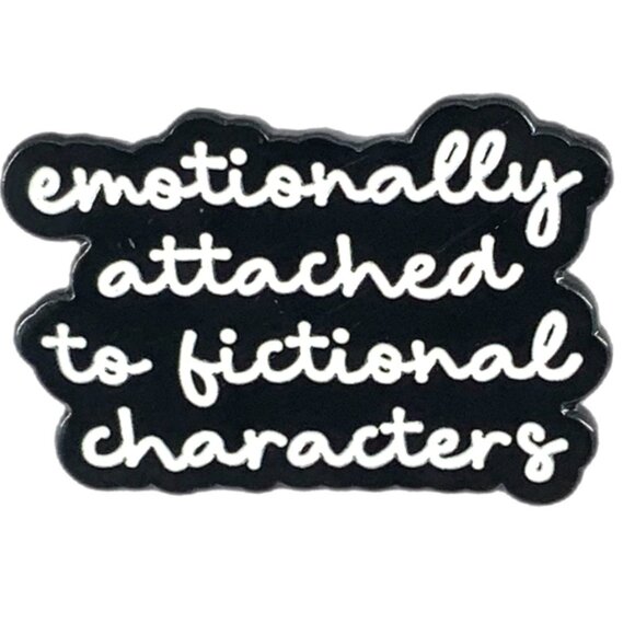 Emotionally Attached To Fictional Characters Enamel Pin Brooch Book Lover - Picture 3 of 4